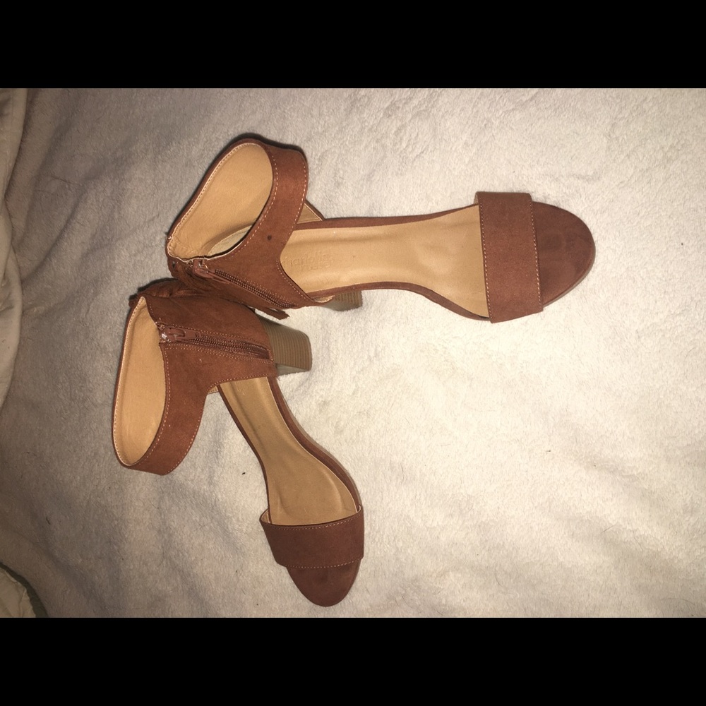 Brown suede heels